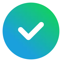 A green and blue completion checkmark